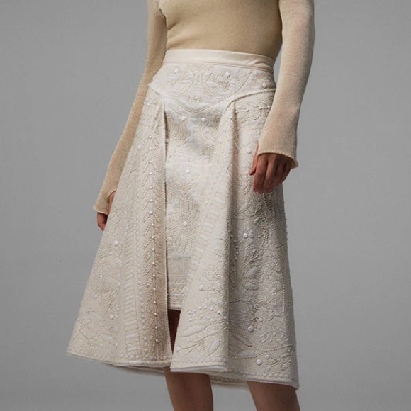 Zara Dresses & Skirts - Zara ATELIER Embroiderd Cape skirt limited edition Cream Textured A-Line Skirt